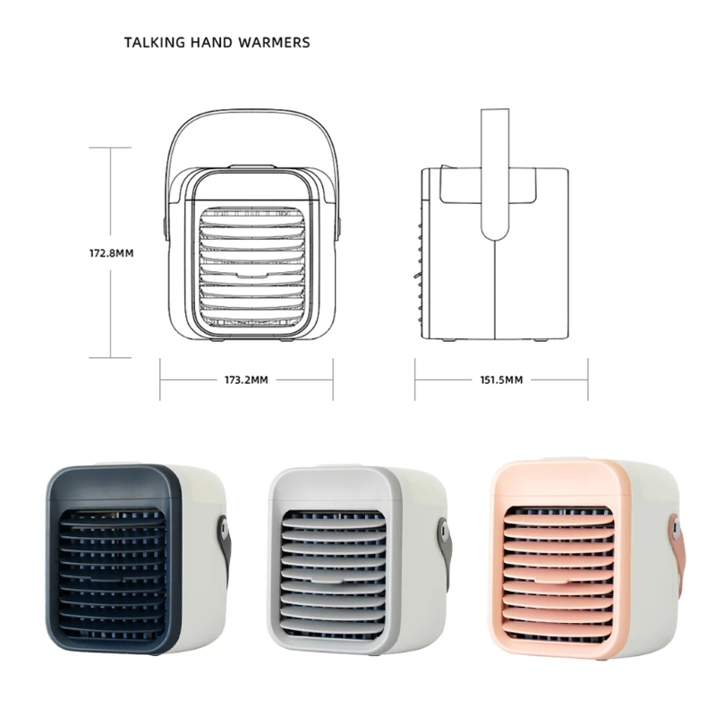 

H7JB Desktop Air Cooler Desktop Cooling Fan 2000mAh Rechargeable 3 Speeds Personal USB Air Conditioner Fan for Home Office