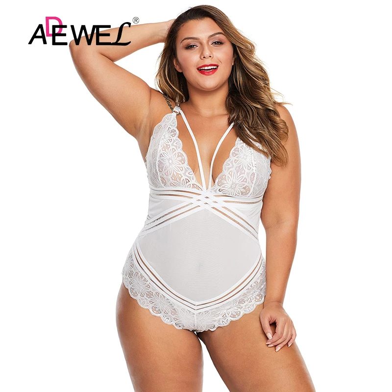 Женский Боди без рукавов ADEWEL белый кружевной боди с глубоким v образным вырезом и