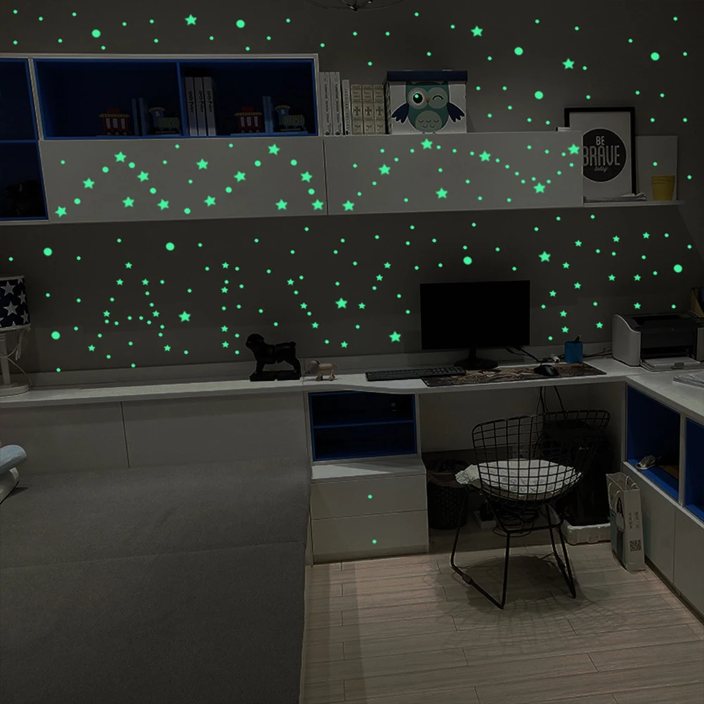 Светящиеся Настенные 3D наклейки 221 шт. звезды комната дети спальня украшения для