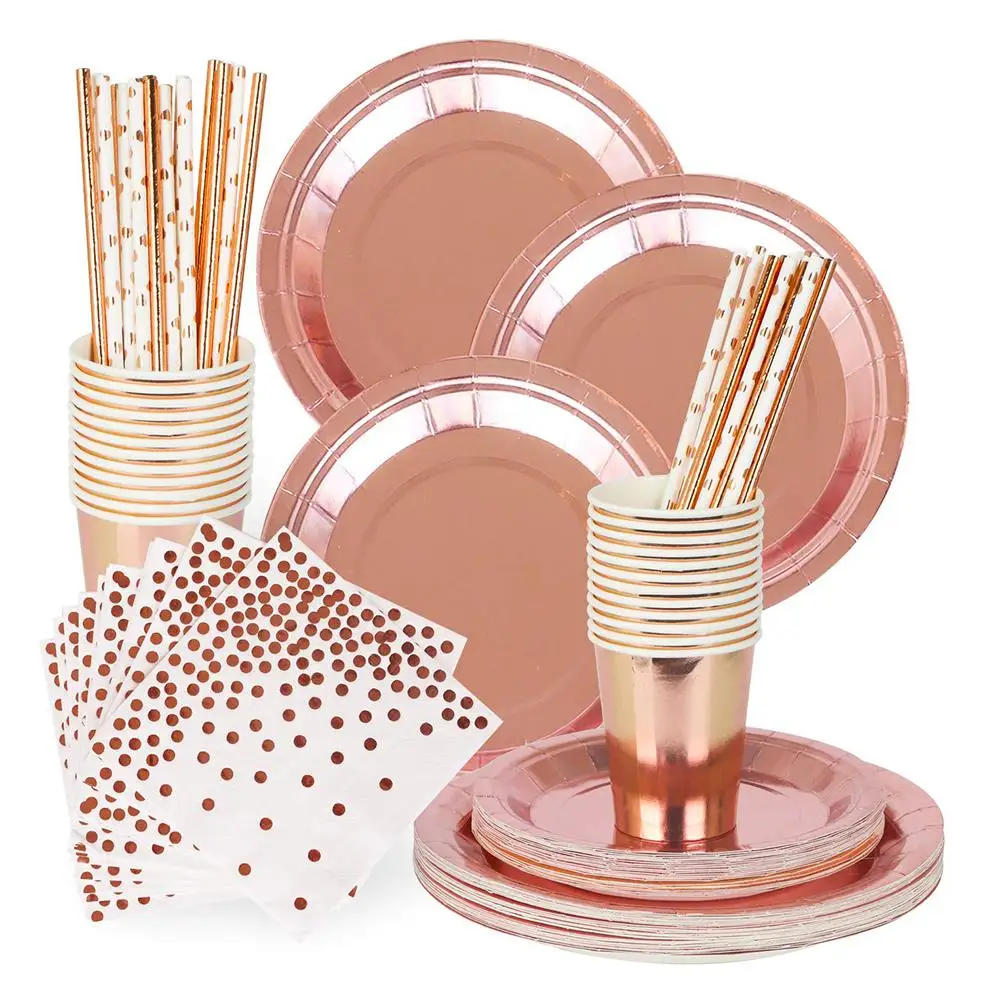 2019 бумажная чашка солома для питья десертная тарелка набор посуды свадебной