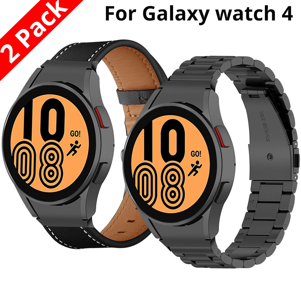 

Ремешок металлический без зазора для Samsung Galaxy Watch 4 44/40 мм/Classic 46/42 мм, браслет из натуральной кожи для наручных часов, 20 мм, 2 шт.
