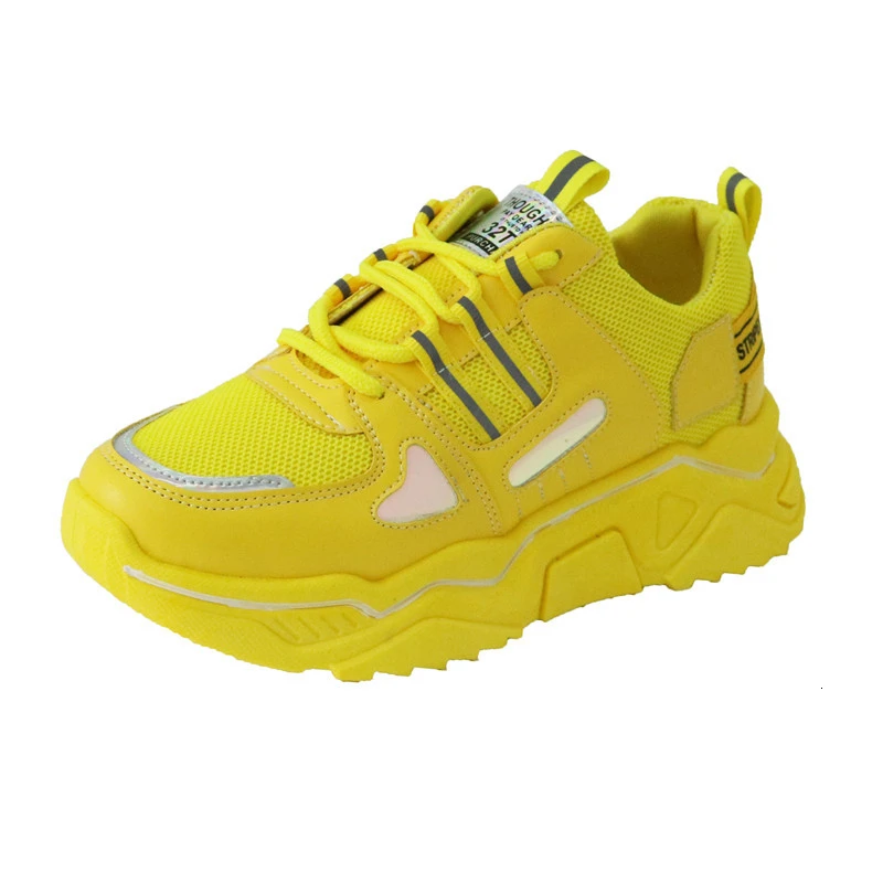 Женские массивные кроссовки белые розовые желтые женская обувь на шнуровке