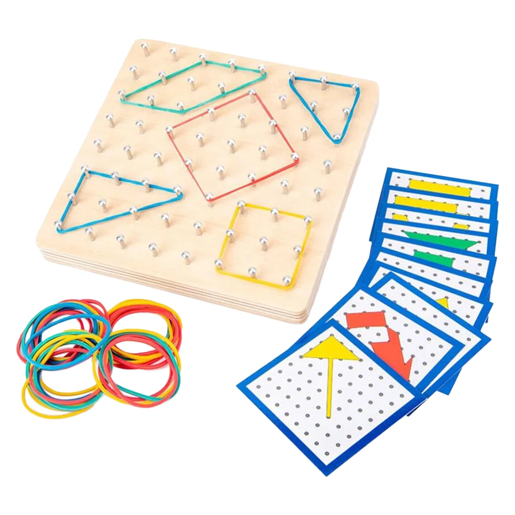 

Montessori Creative Toy Graphics Rubber Tie Nail Boards Geoboard with Cards Childhood Education Preschool Toy for Kids