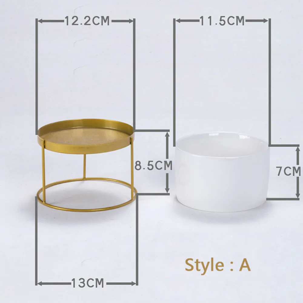 Скандинавский керамический Настольный плантатор Белый позолоченный край сочный