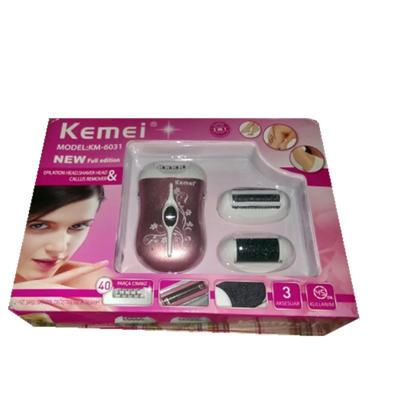 rose-with box Kemei Эпилятор 3 в 1 Электрический перезаряжаемый эпилятор для волос портативная бритва для женщин инструменты для ухода за ногами триммерное устройство EU plug 45D - Цвет: rose-with box