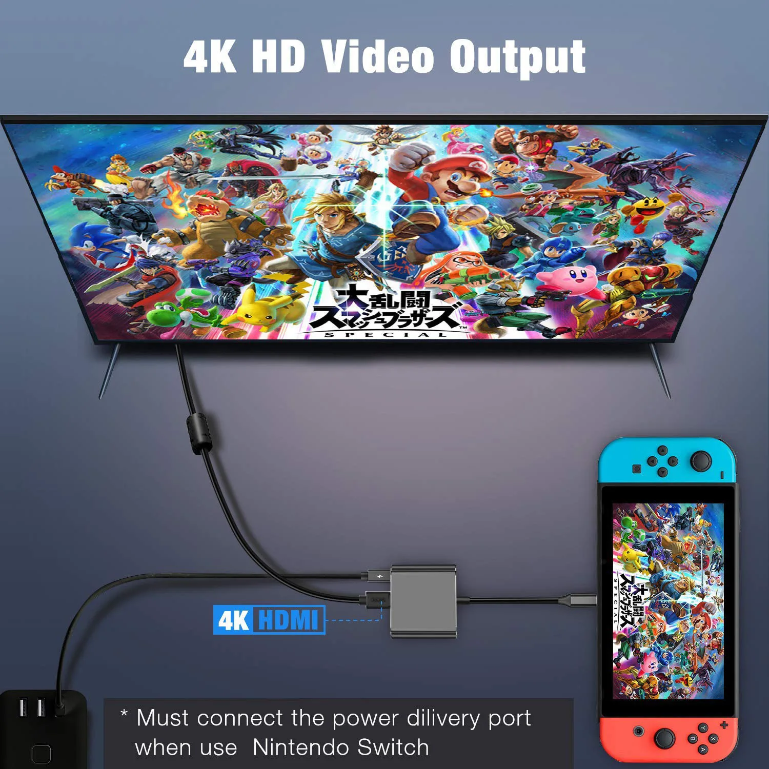 USB C к HDMI 3 в 1 кабель конвертер для Huawei Usb Thunderbolt Type переключатель 4K Кабель-адаптер
