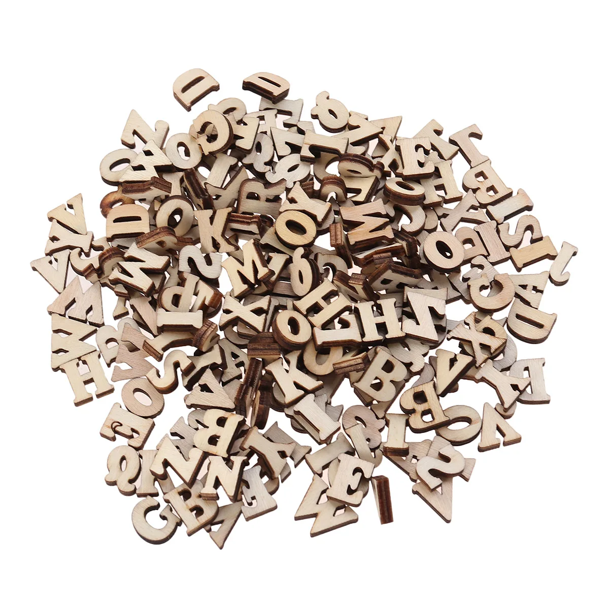 

200/100pcs DIY Doodle Educational Toy Small Natural Wooden Slice Scrapbooking Embellishments DIY Craft (English Letters Pattern)