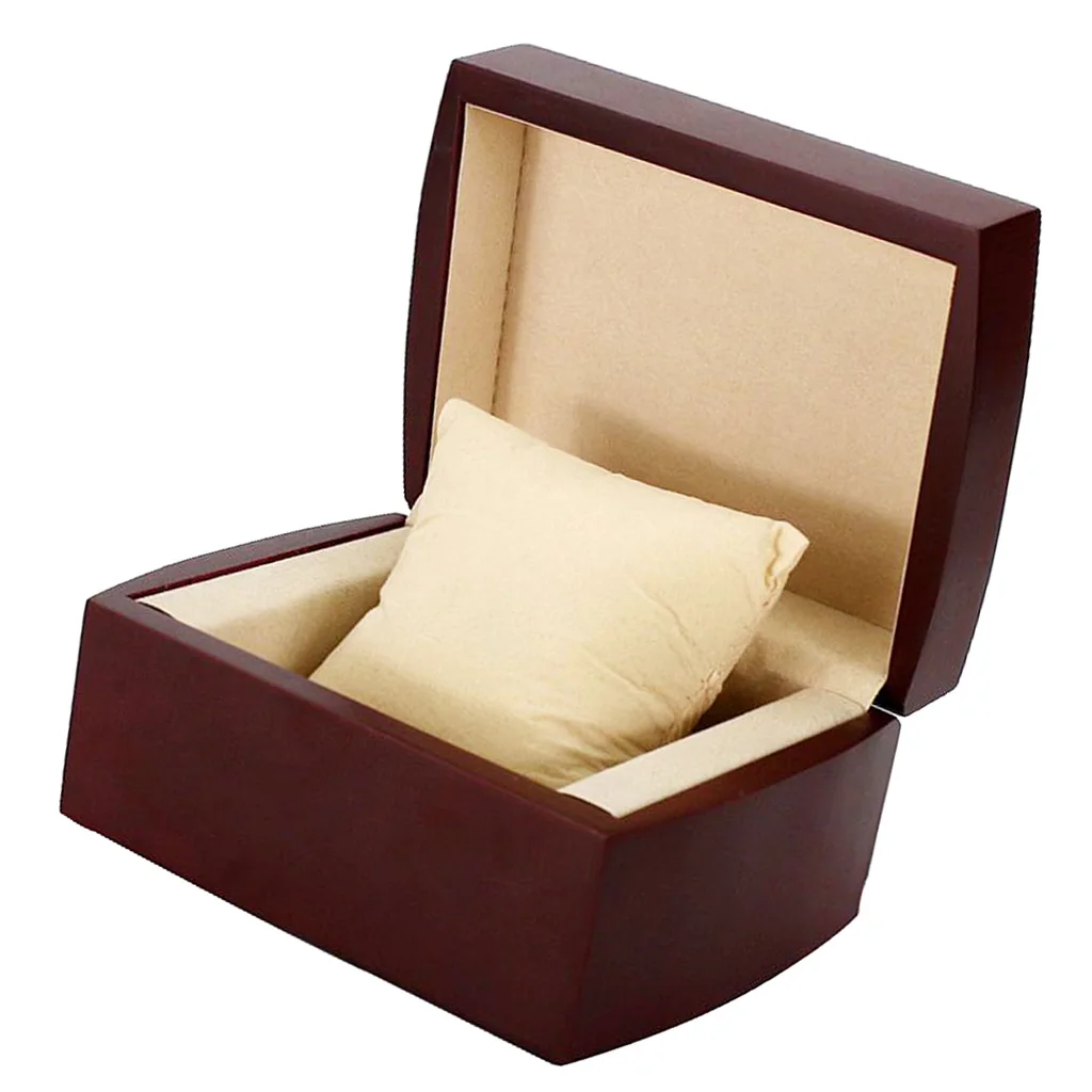 Винтажная коробка для хранения деревянных часов винно красного цвета с одним