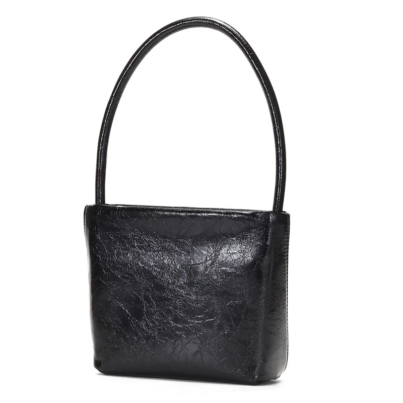 

Genuine Cowhide Leather Women's Bags Portable Shoulder Armpit French Stick Square Bucket Candy Color Luxury Designer Handbags