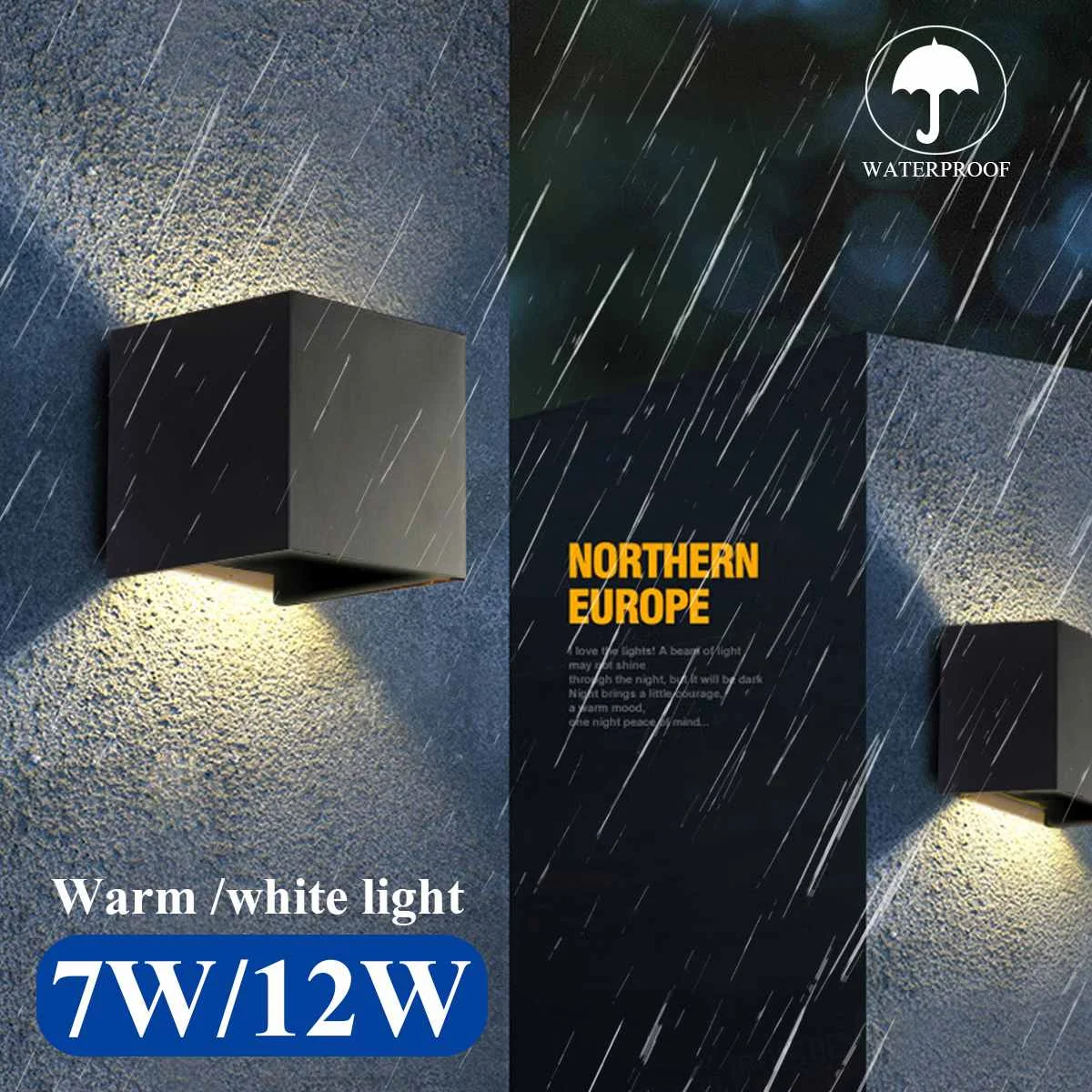 Светодиодная настенная лампа комнатный и уличный водонепроницаемый светильник