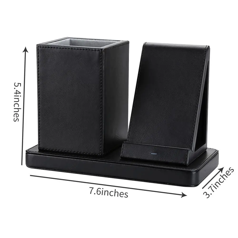 new pen holder with wireless charging stand wireless charger station office stationery desk organizer phone holders charger free global shipping