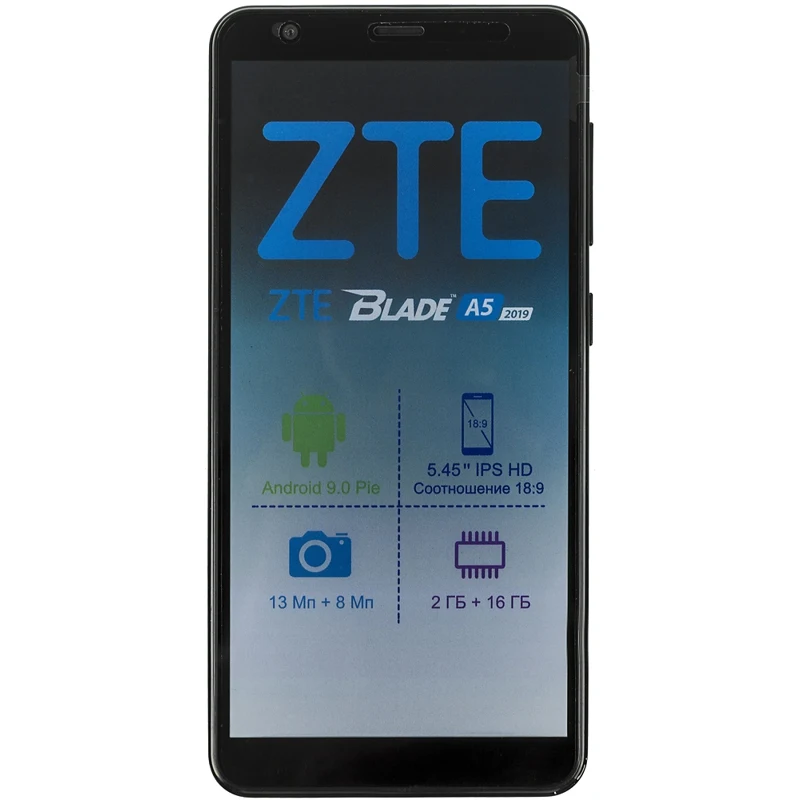 Смартфон ZTE Blade A5 2019 16Gb 2Gb черный 3G 4G 2Sim 5.45&quot 720x1440 And9.0 13Mpix 802.11 b/g/n GPS|Смартфоны| |