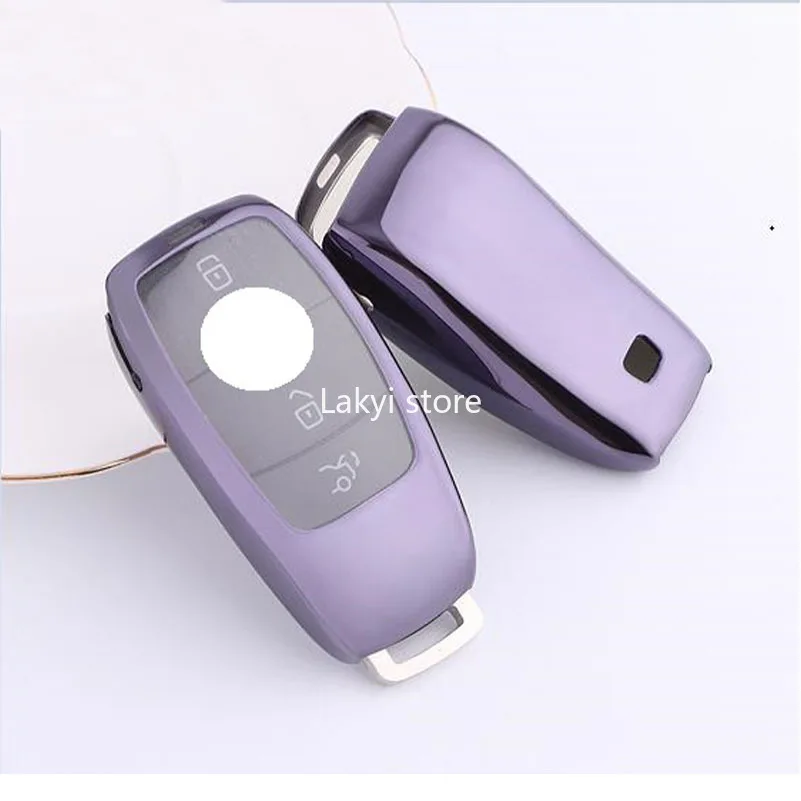 

Новый ТПУ Мягкий Резиновый чехол с 3 кнопками посылка автомобильного ключа чехол для Mercedes Benz E-Class защитный чехол фиолетовый