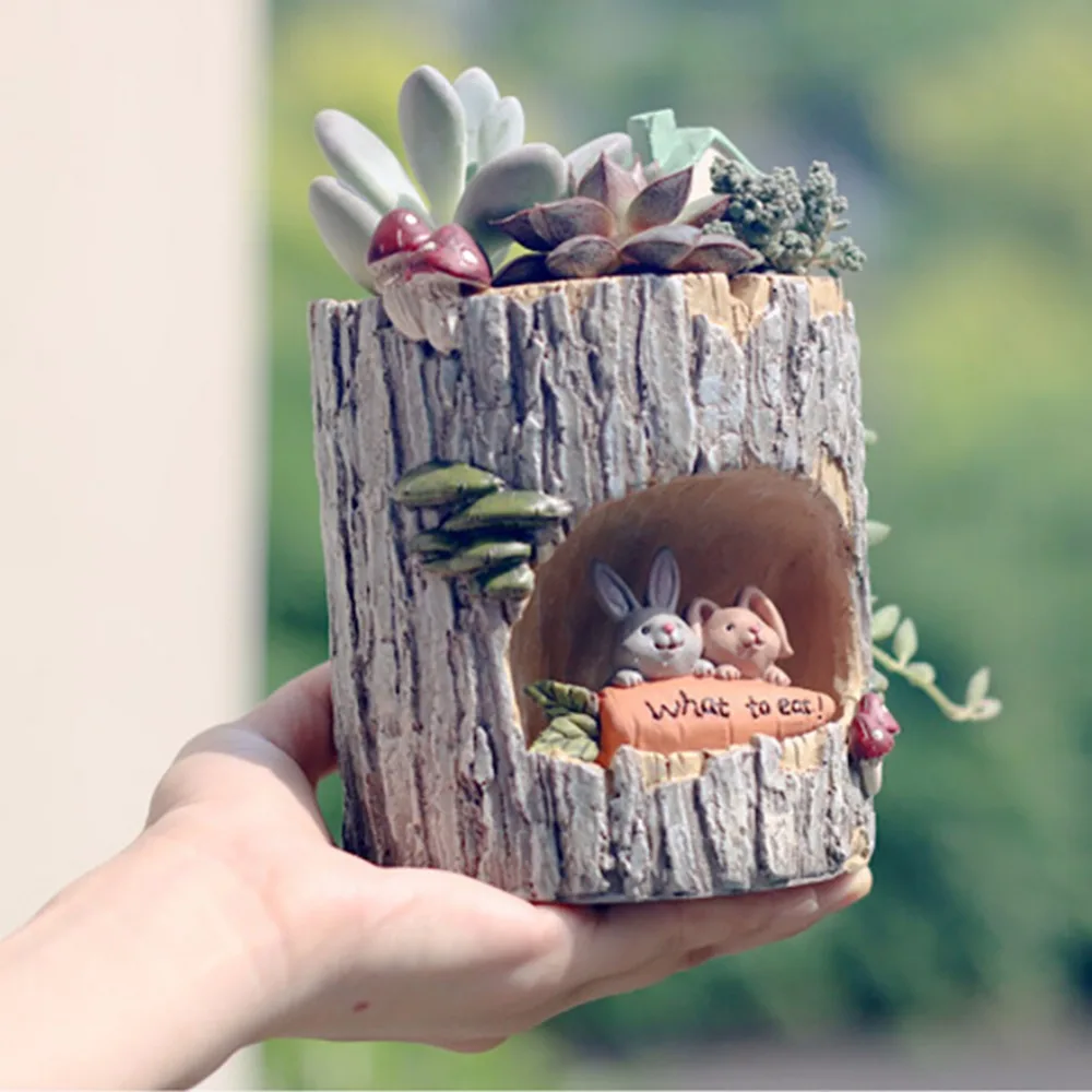 

Wooden Succulent Pots Bonsai Planter Flower Pots Trowel Planter Boxes House Table Decorations Ornament Maceteros Suculentas