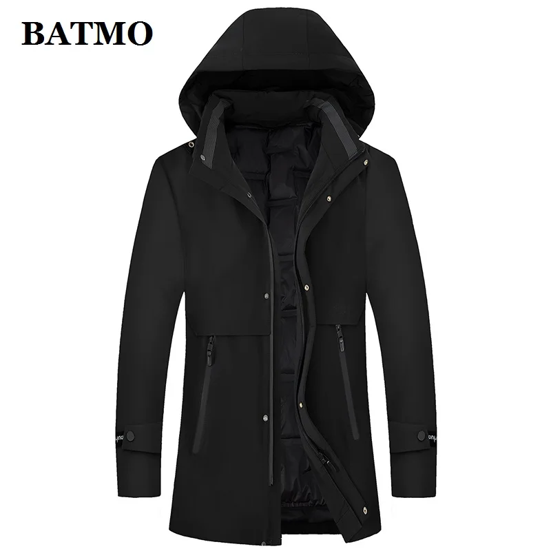 

Новое поступление 2021, зимние куртки BATMO с капюшоном из 90% белого утиного пуха для мужчин, мужские теплые парки, пальто большого размера, искус...