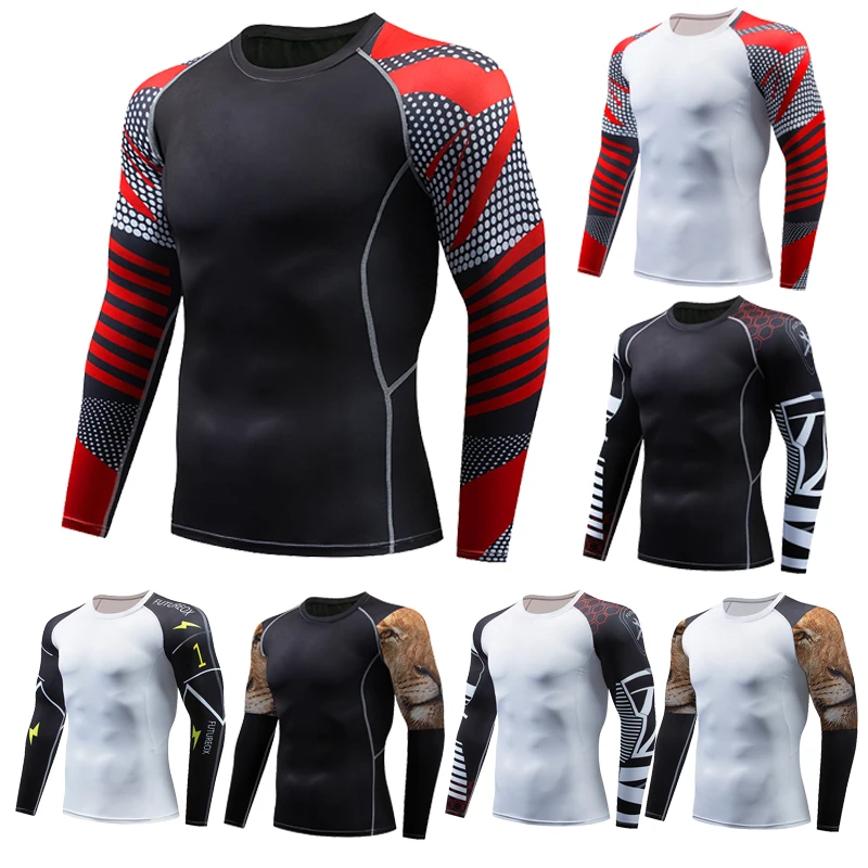 

Men's Long Bodybuilding Sleeve Sports Men's Fitness T-shirt Quick-drying Super Strong Elastic Fitness clothes coat