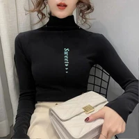 large size half high neck bottoming shirt womens autumn and winter new slim fit inner long sleeved double sided brushed top