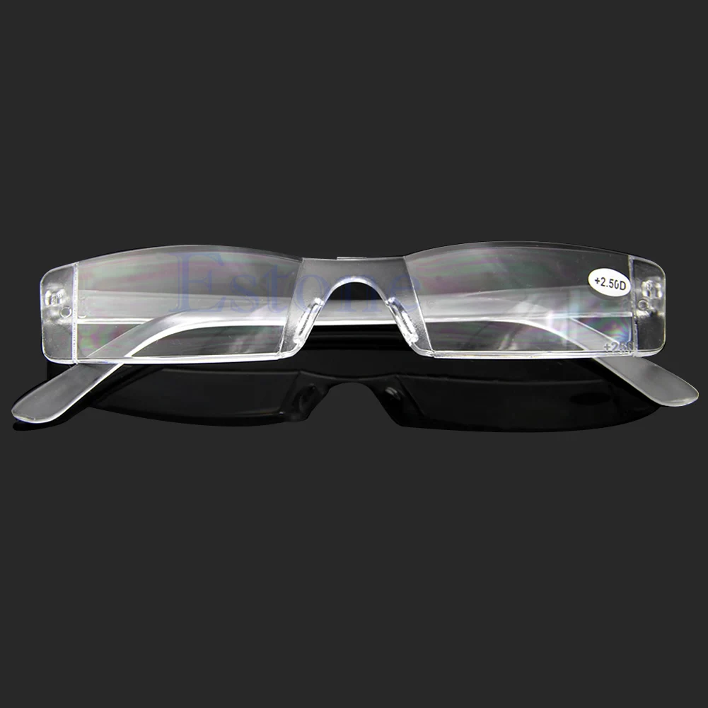 

Eyeglasses Clear Rimless Reading Glasses Case Bag Presbyopia 2.50 Diopter N7MF