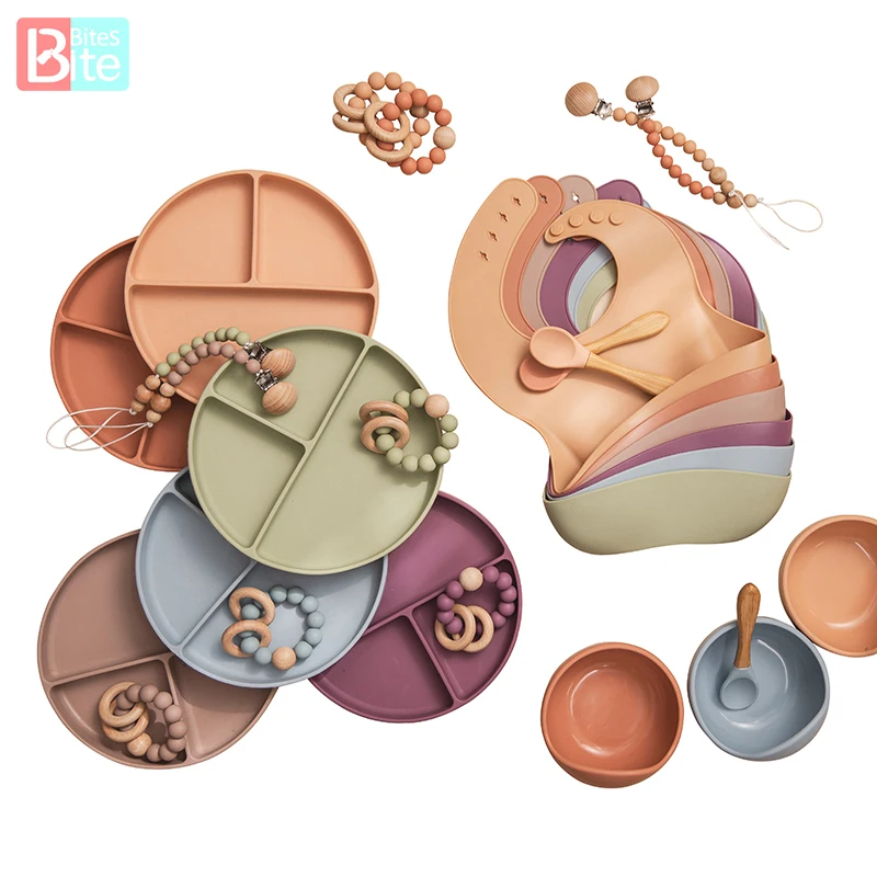 6 шт набор детской посуды Еда Класс силиконовая чаша нагрудник пластина Ложка