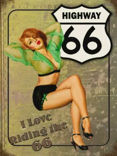 

Highway 66 I Love Riding Route America Metal Plaque TIN Sign Retro Vintage Retro Wall Home Bar Pub Vintage Cafe Decor, 8x12 Inch