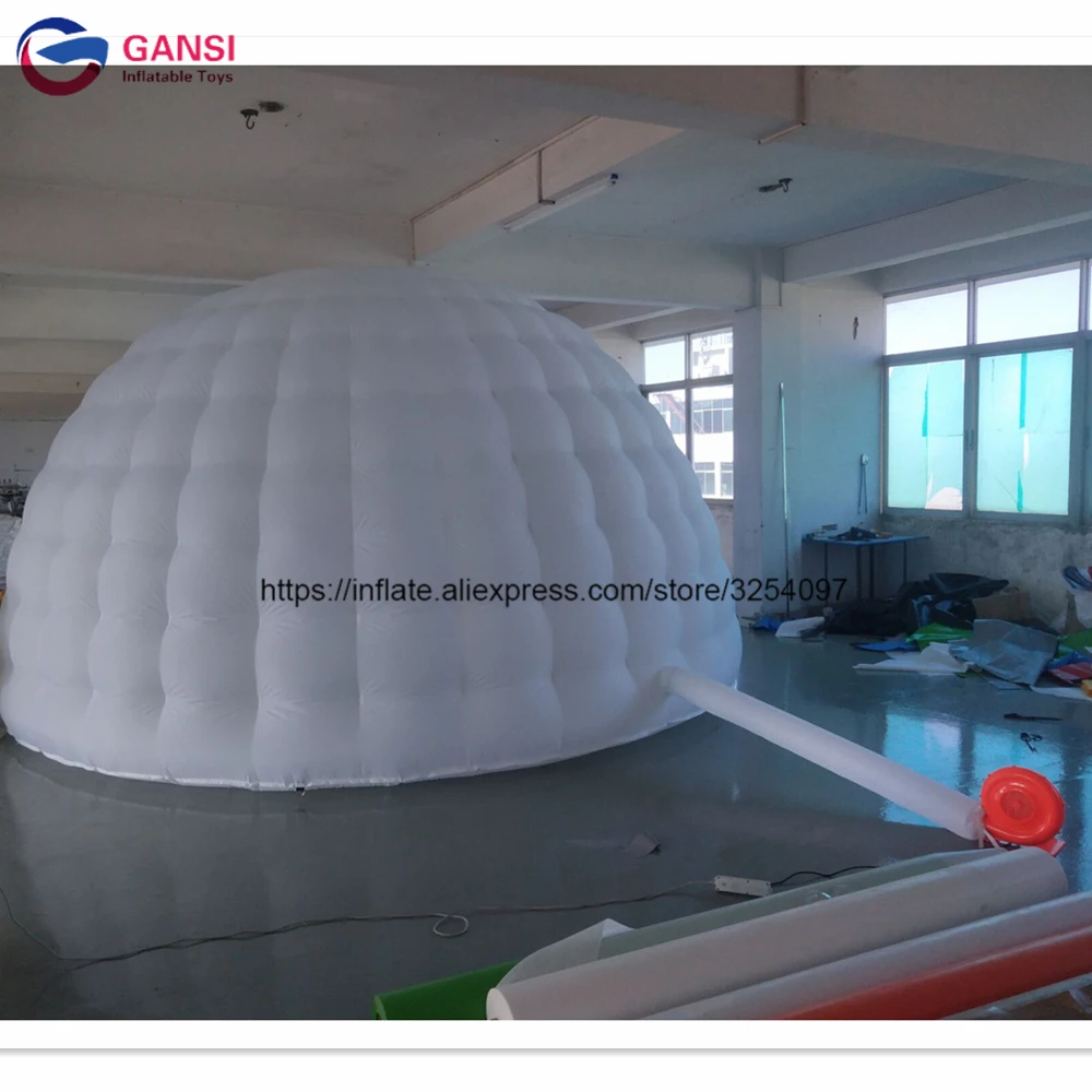 Бесплатная доставка белая надувная палатка igloo от двери до светодиодный