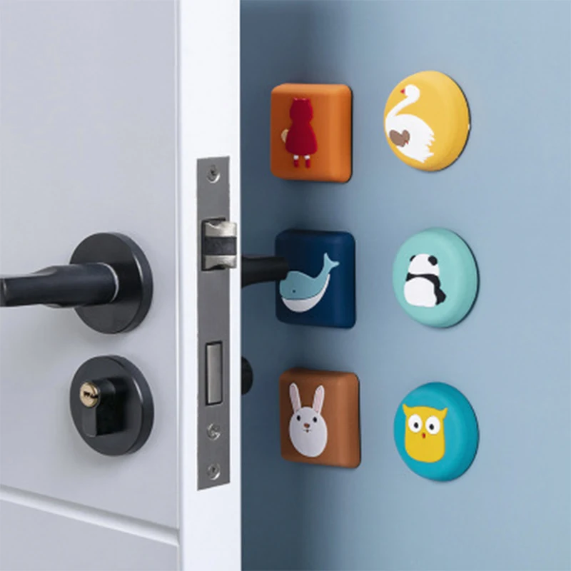 

Cute Cartoon Lock Protective Pad Door Crash Pad Wall Protector Door stopper Doorknob Rubber Pad Savor Shockproof Crash Fender