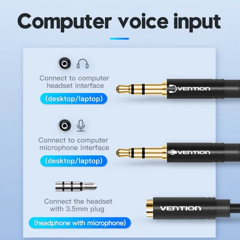 Аудиоразветвитель Vention 3,5 мм для наушников с микрофоном