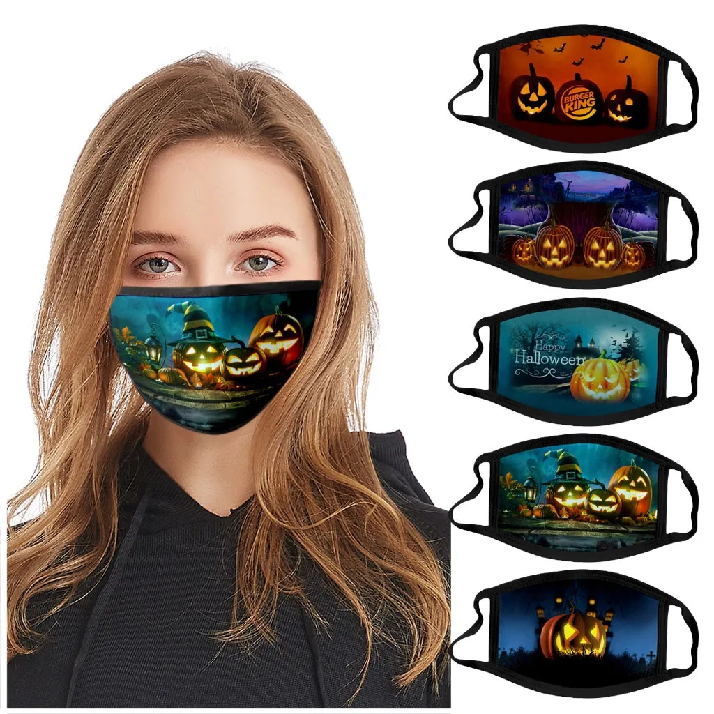5 шт. унисекс для взрослых с принтом Хэллоуина улицы ветрозащитные многоразовые