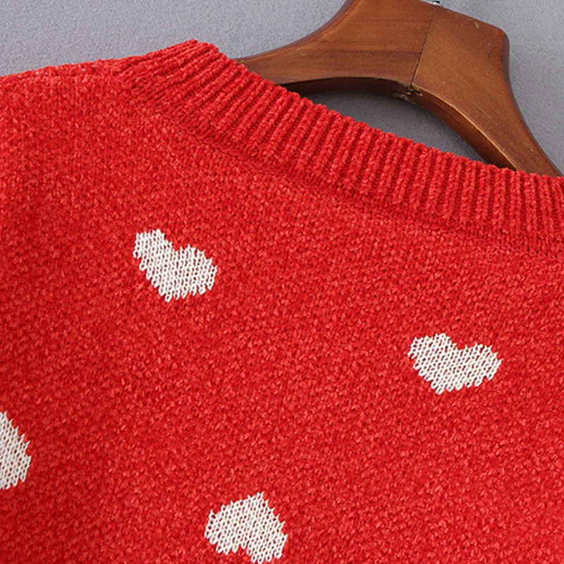 Artguy Winter Women Fashion Long Sleeve Sweet Heart O Neck Pullovers Knitted Sweaters Loose Jumper Sweater Xmas Knitwear Tops | Женская