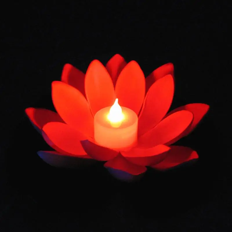 

Popular Artificial LED Candle Floating Lotus Flower With Colorful Changed Lights For Birthday Wedding Party Decorations Supplies