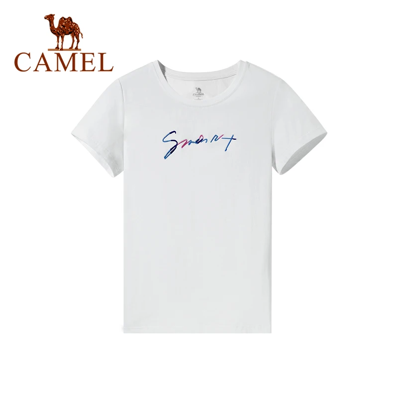 

CAMEL Short-sleeved T-shirt Women Round Neck Loose Short-sleeved Embroidery Casual Top Women's Ins Tide 2021 Spring Summer New