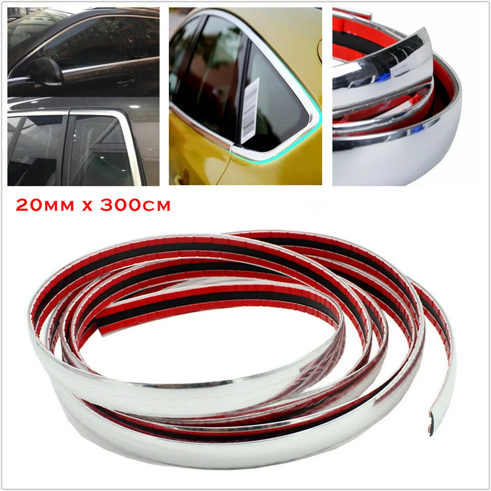 

3 Meters 20mm Car Chrome DIY Moulding Trim Strip Exterior Car Door Protector Bumper Grill Car Anti-Collision Tape Sticker