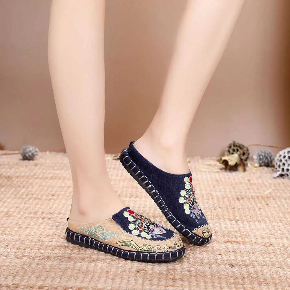 Veowalk даомадан вышитые женские парусиновые шлепанцы летние дамские ручной работы