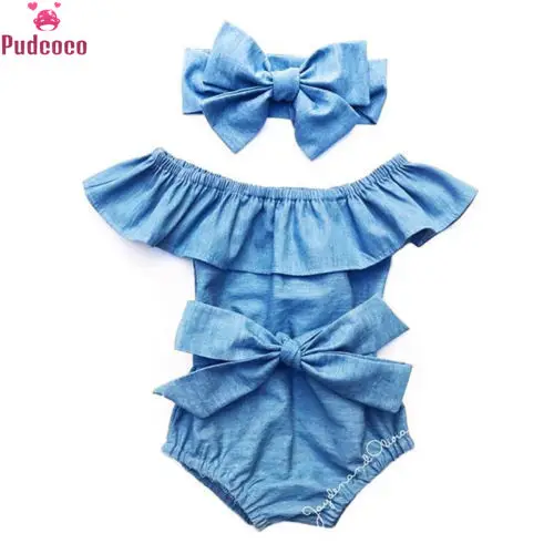 

Newborn Toddle Infant Baby Girls Front Bowknot summer cute Bodysuit Ruffle Sleeveless Jumpsuit Cotton Outfits Clothes 0-24M