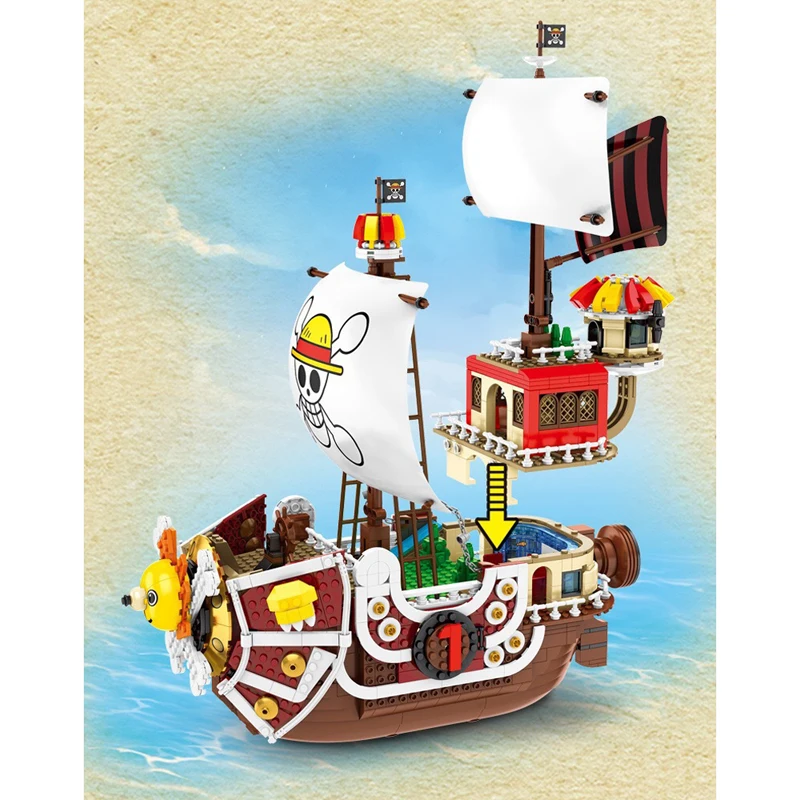1484 шт. пиратский корабль Луффи модели совместимы с Legoing Thousand Sunny Techinc фигурки