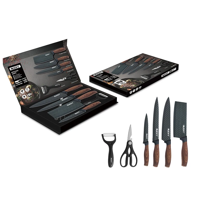 

6pcs Stainless Steel Kitchen Knives Set Kitchen Knife Scissors Peeler Chef Slicer Paring Knife Meat Fish Fruit Cooking Tools