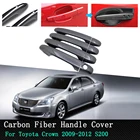 Автомобильные наружные наклейки Роскошная хромированная черная крышка дверной ручки из углеродного волокна для Toyota Crown S200 2009 2010 2011 2012 Аксессуары