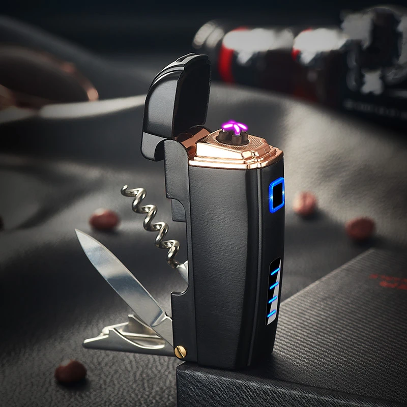 Двойная плазменная дуговая зажигалка с защитой от ветра зарядка USB для курения на