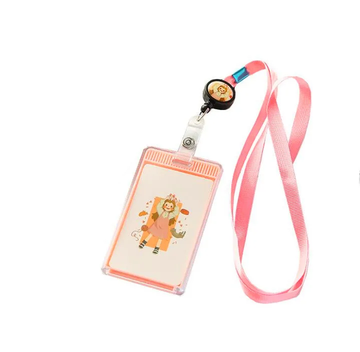 

1pc ID Card Holder Acrylic Badges Passport Name Tag Employee Badge Holder with Lanyard