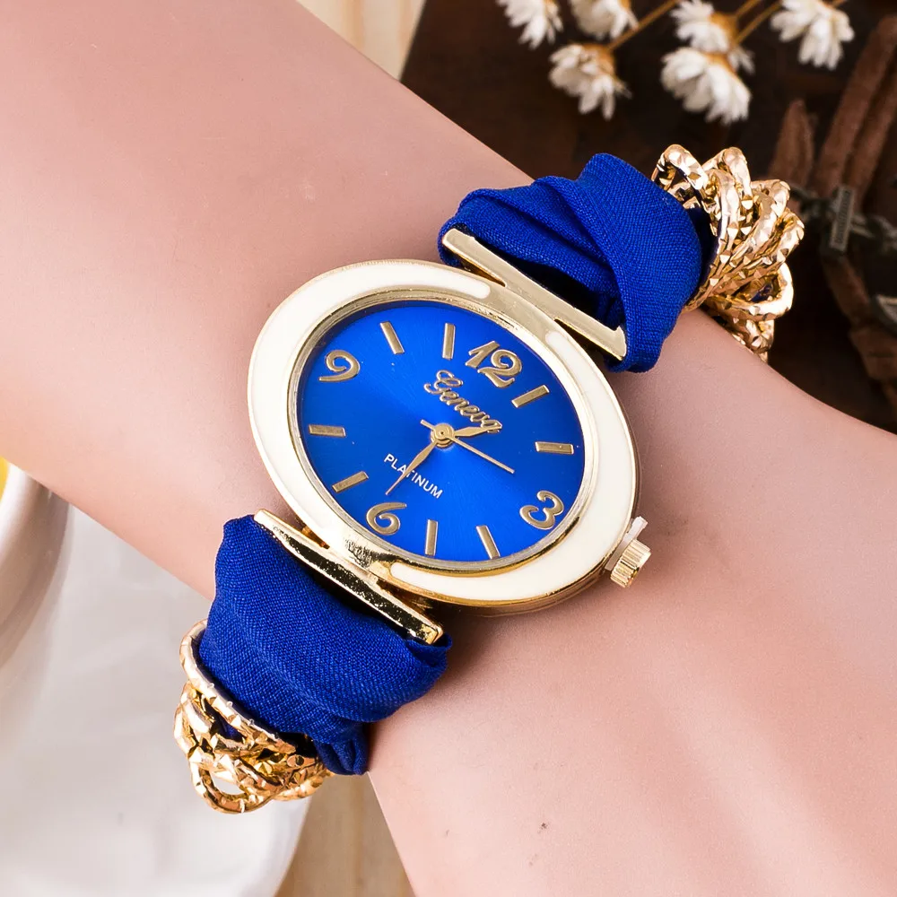 

Ladies Popular Wristwatch Romantic Fabric Strap Quartz Analog Bracelet Wrist Watch For Woman Cute Gift Relojes Mujer