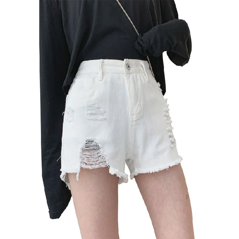 

Hole High Waist Wide Leg Denim Shorts for Women 2020 New Jean Shorts Women Summer Korean Style Women Loose Short Shorts