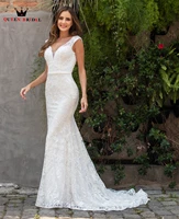 simple sexy mermaid open back lace wedding dresses 2021 new design bride dresses custom size bc23