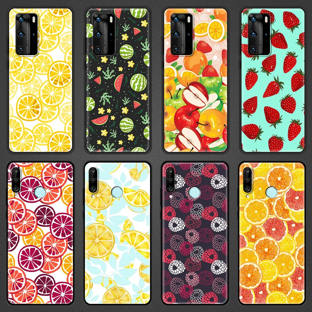 

Silicone Case for Huawei P10 P20 Pro P30 P40 Lite E P40 Pro Plus P Smart Z 2021 Luxury Soft Phone Shell Cartoon Fruit