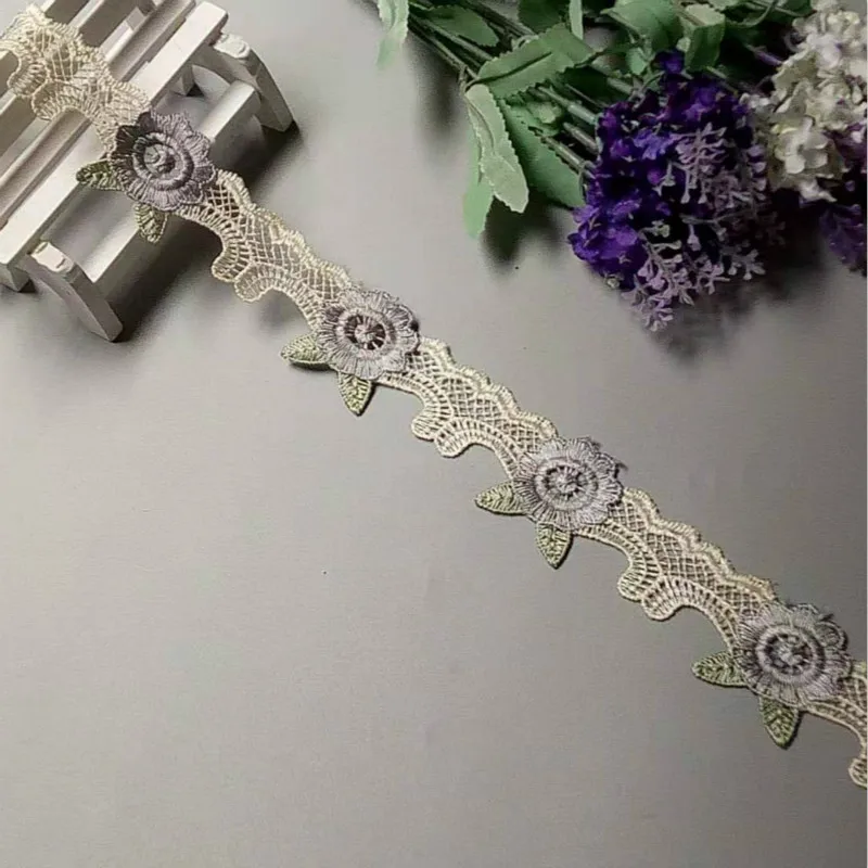 2 ярдов слоновой кости кружево украшение лентами вышивка цветок тесьма для