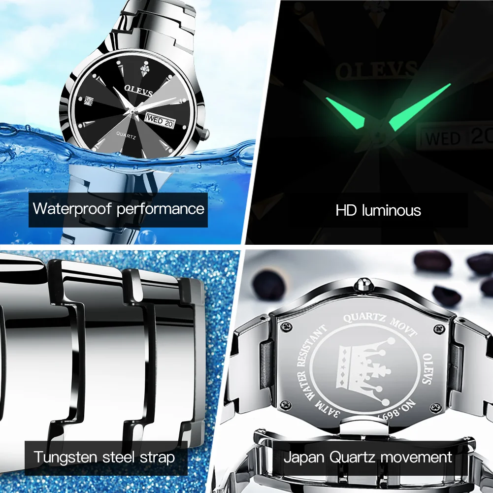 

2 Pieces Couple Watch Stainless Steel Top Brand Luxury Watches Waterproof Sports Men Watch Women Chronograph Quartz montre homme