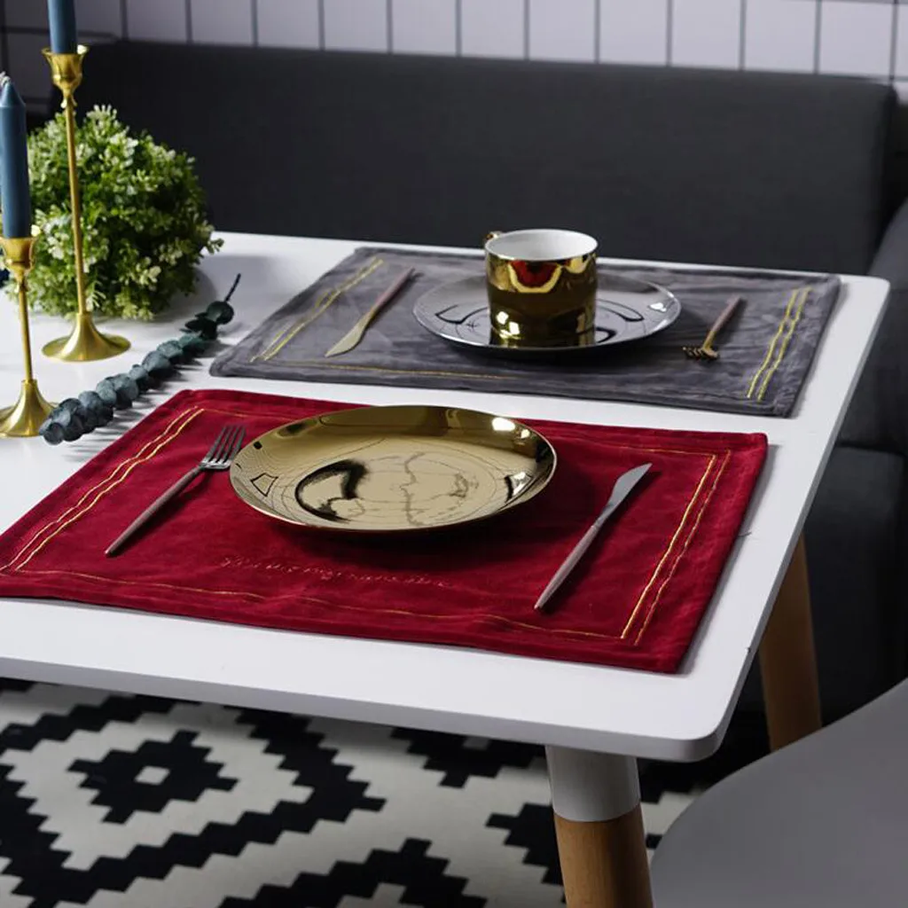 Подставка под столовые приборы подставки стол золотой бархат вышивка Западный