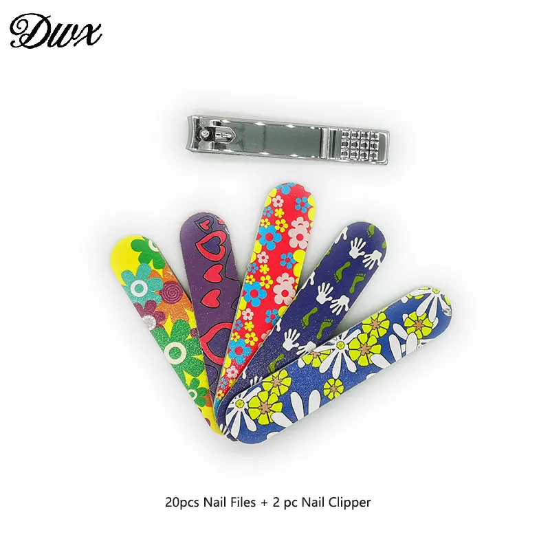 Мини пилочка для ногтей 20 шт. + 2 кусачки буферы с рисунком пилочки натуральной