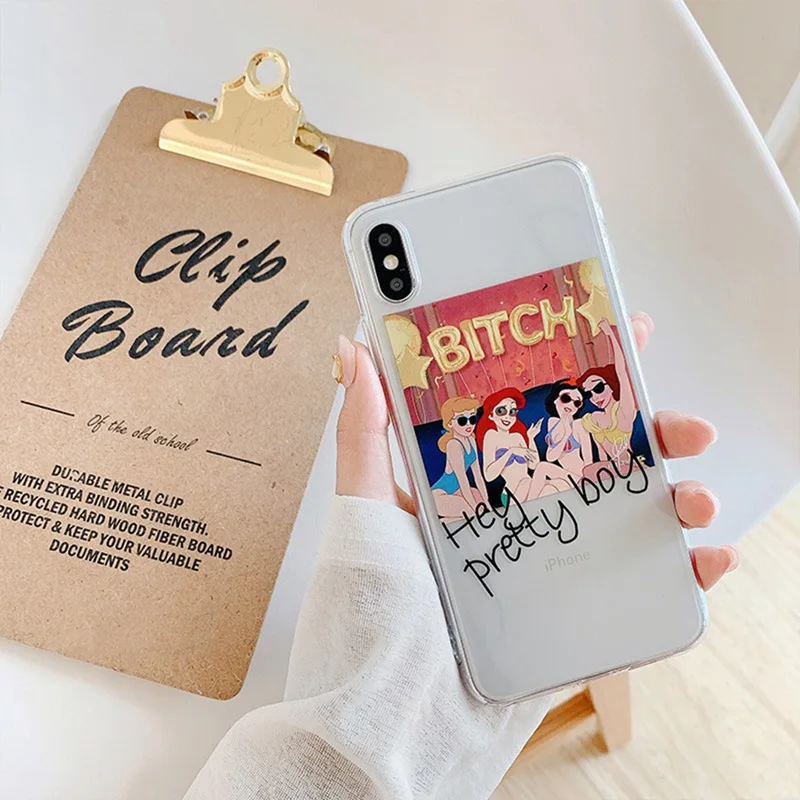 Забавный прозрачный силиконовый полноразмерный мягкий чехол принцессы с