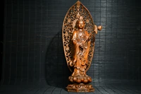 11 china lucky seikos boxwood lotus guanyin bodhisattva statue backlight station lotus platform avalokitesvara statue