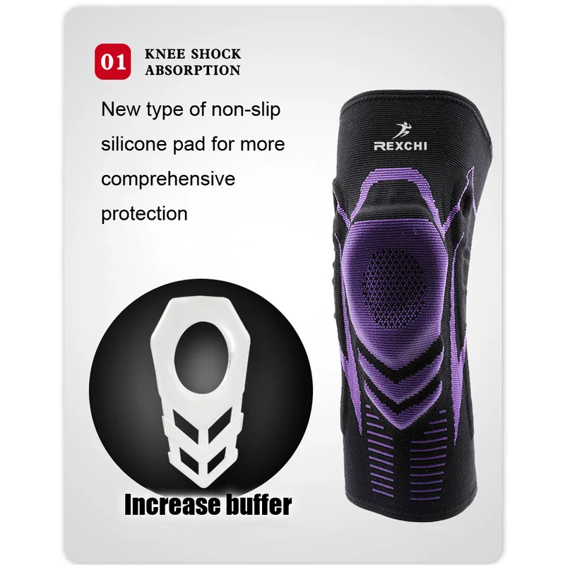 

Basketball Knee Pads with Support Silicon Padded Elastic Non-slip Patella Brace Kneepad for Fitness Gear Protector Tennis